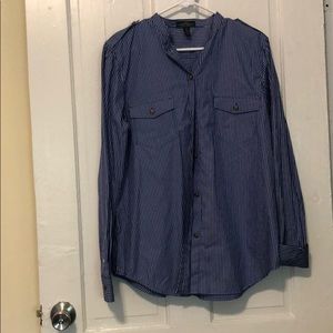 Lauren Jeans Co - blue & white striped blouse - XL